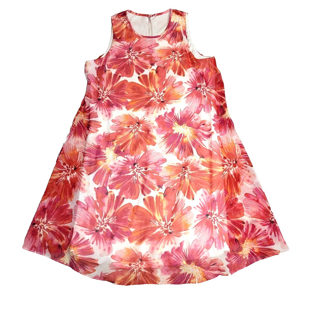 Calvin Klein Watermelon Floral Hawaiian Tropical Swing Dress Women's Sz S/M